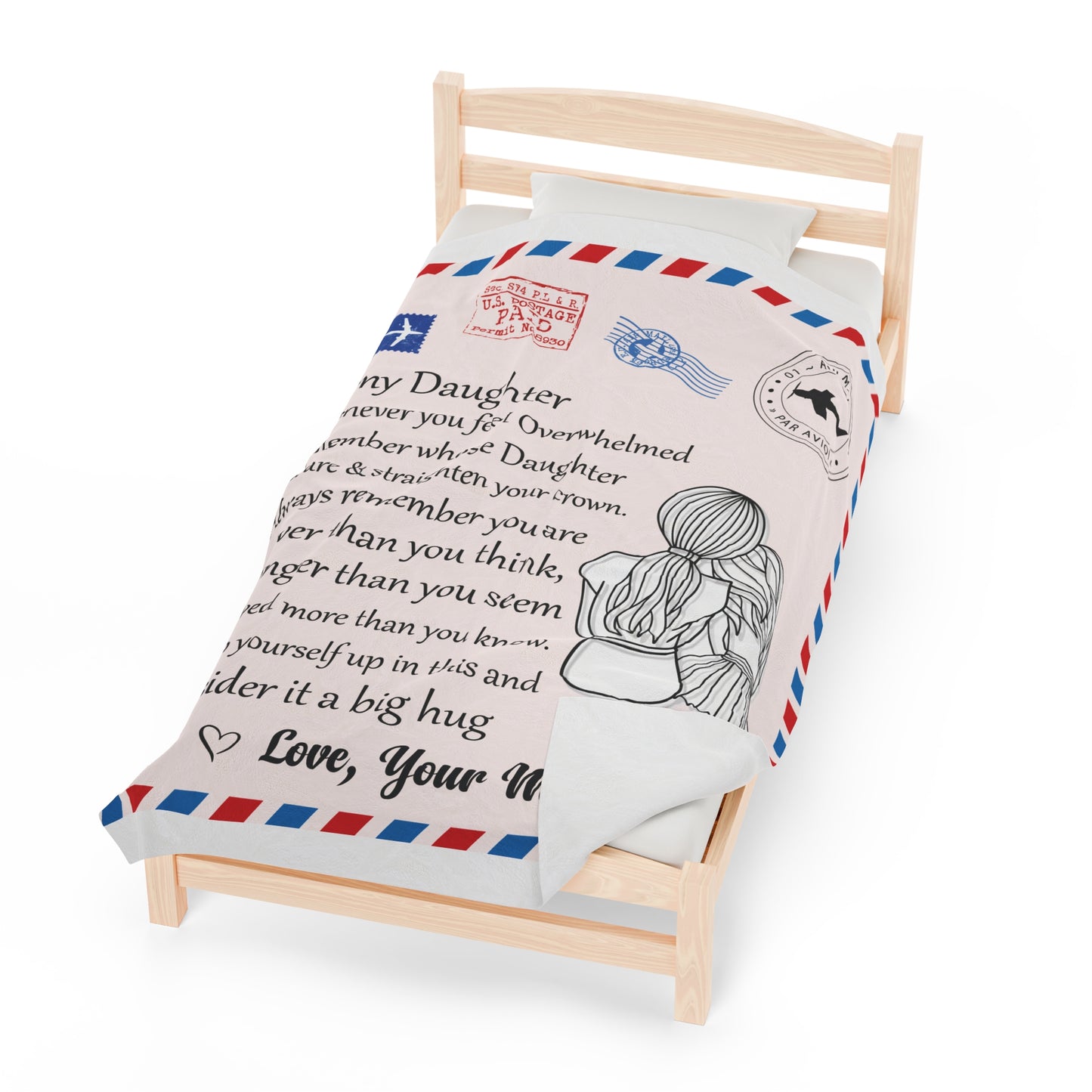 Unique To My Daughter | Velveteen Plush Blanket | Perfect Daughter Blanket Gift From Mom