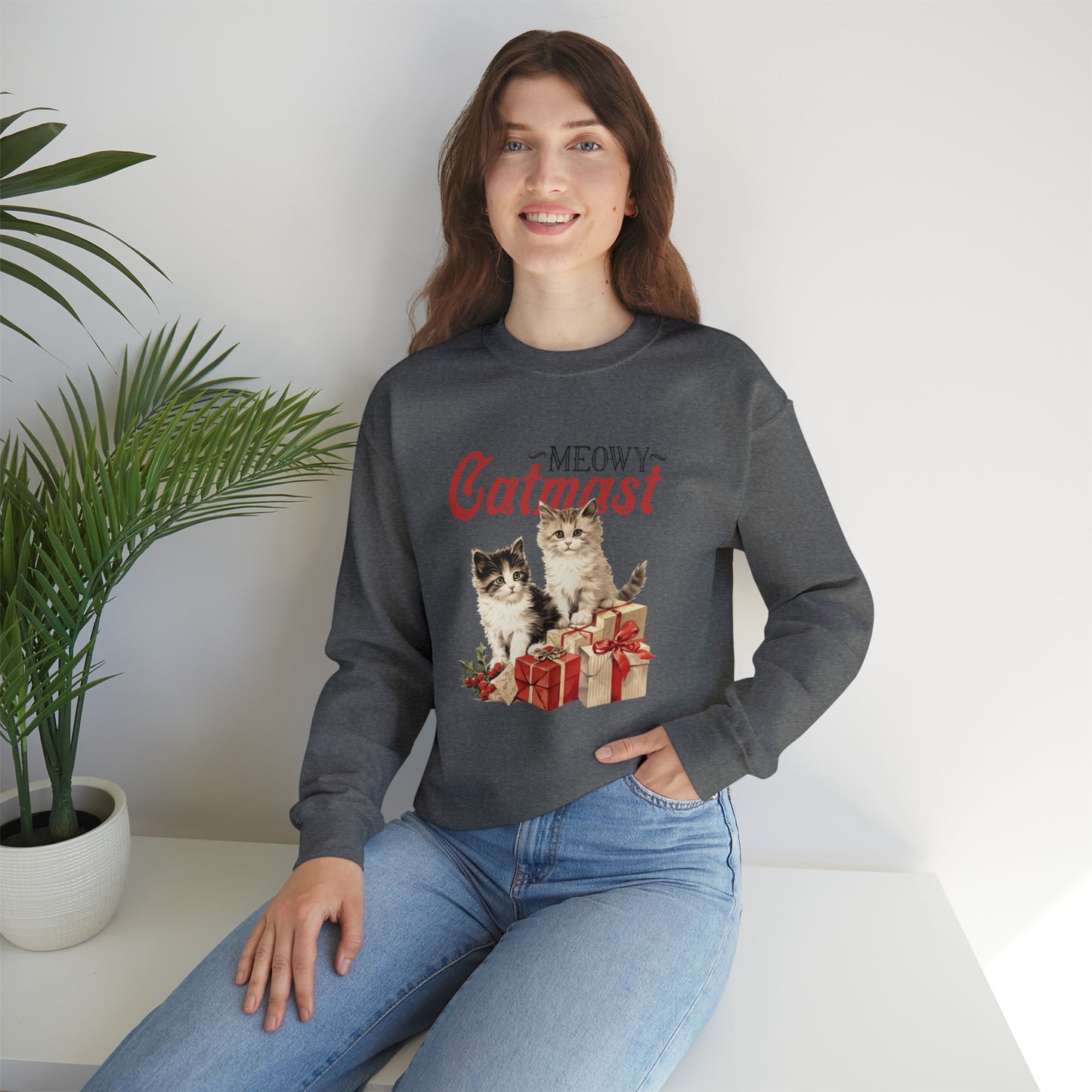 Moewy Catmas Crewneck Sweatshirt | Christmas Favorite Sweatshirt | Unisex Sizing