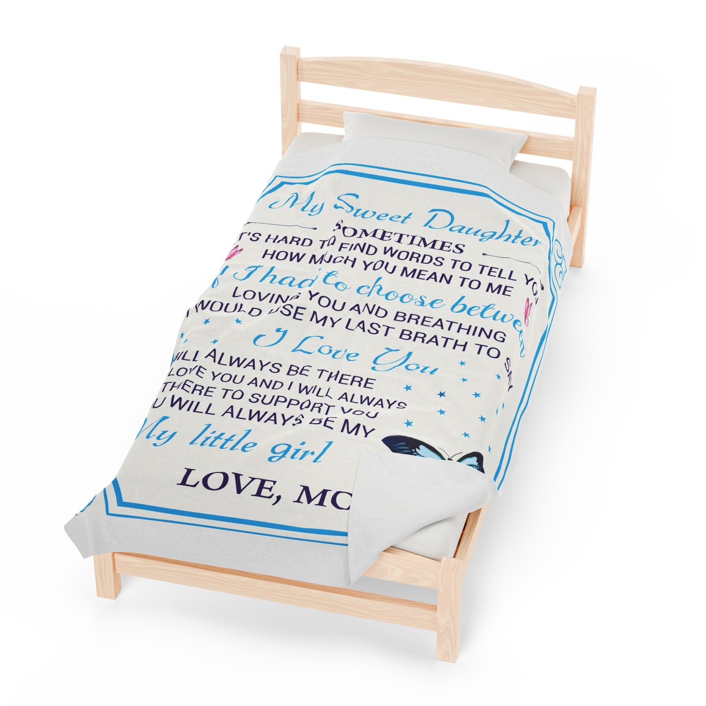My Sweet Daughter | Velveteen Plush Blanket |Unique Daughter Gift