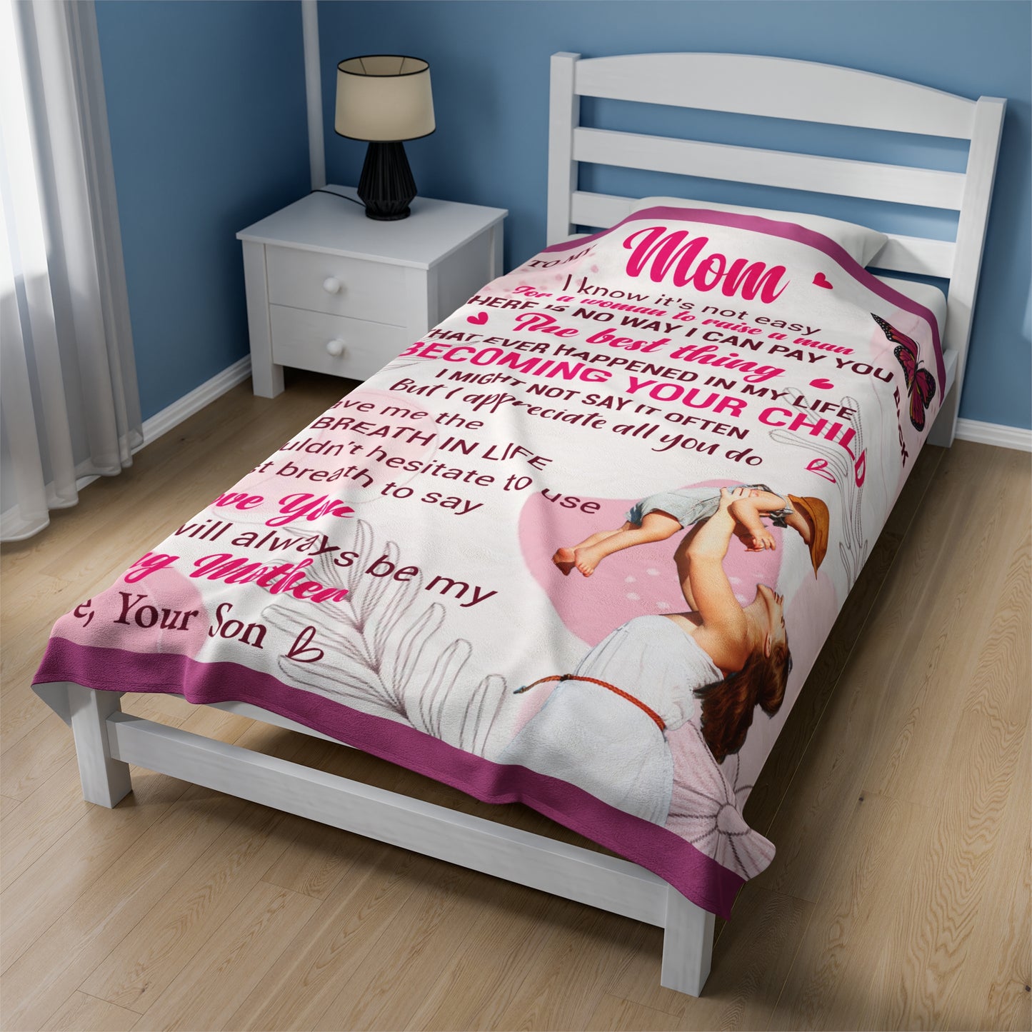 Unique To My Mom From Your Son | Velveteen Plush Blanket | Perfect Mom Gift From Son |