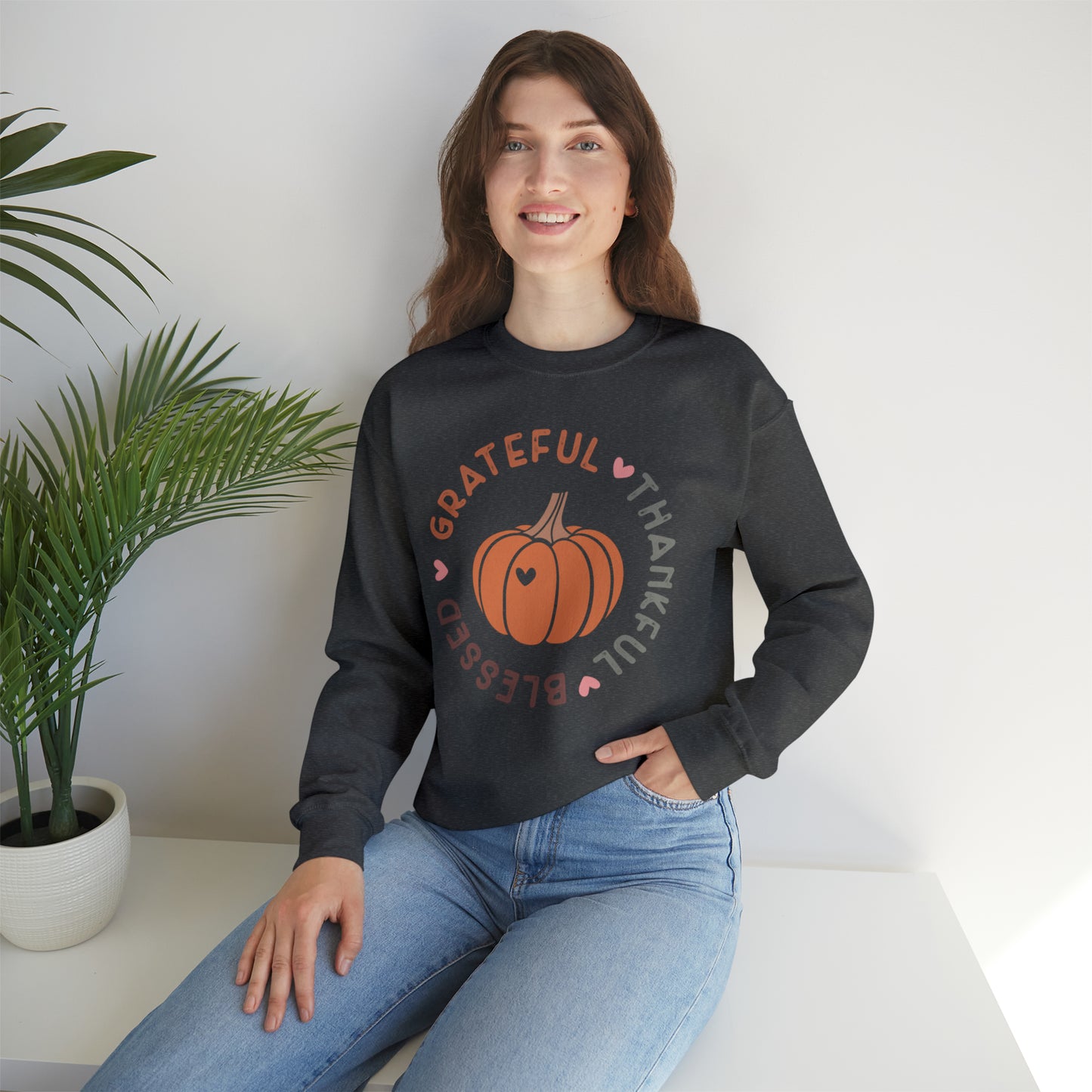 Grateful Thankful Blessed | Crewneck Sweatshirt | Thanksgiving Sweatshirt