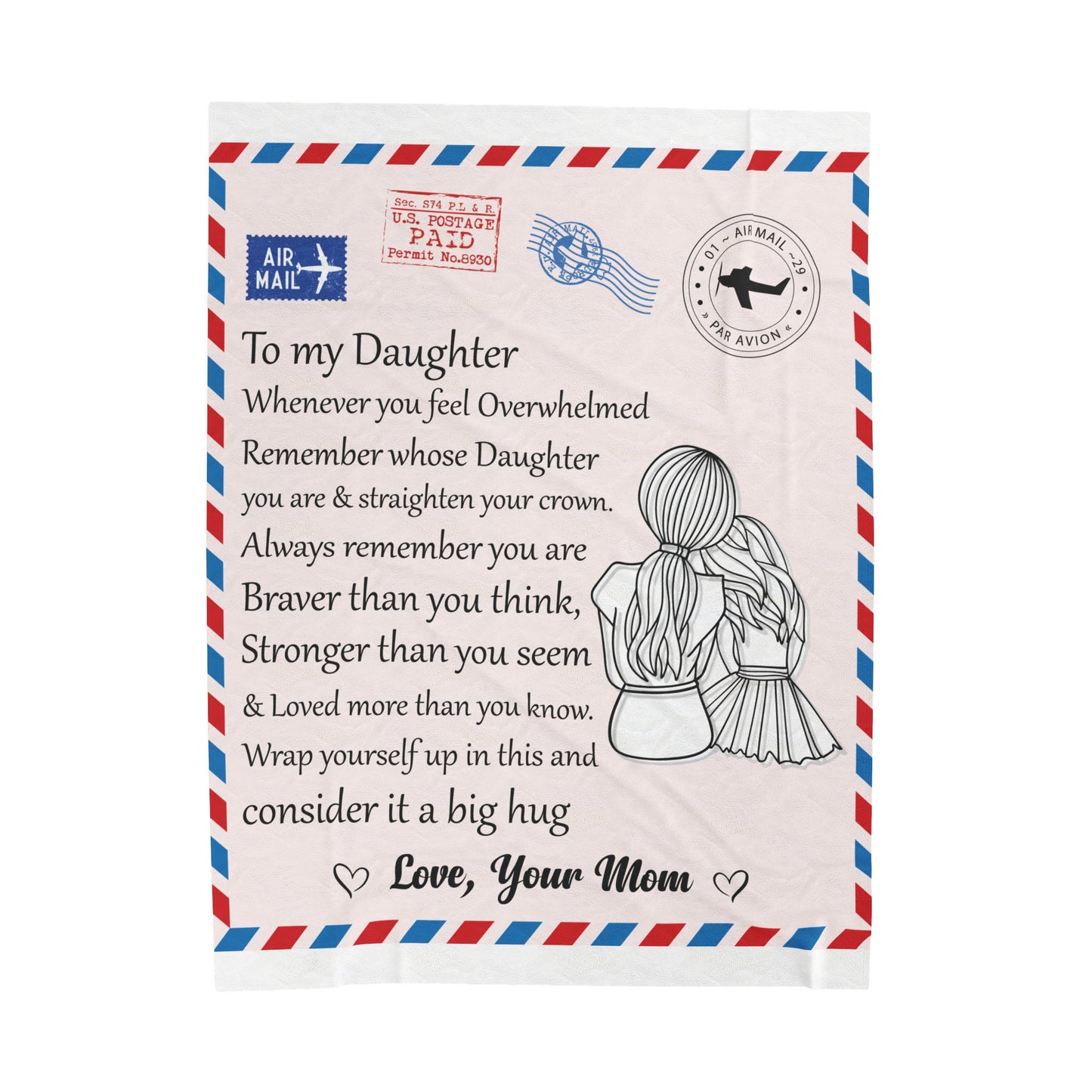 Unique To My Daughter | Velveteen Plush Blanket | Perfect Daughter Blanket Gift From Mom