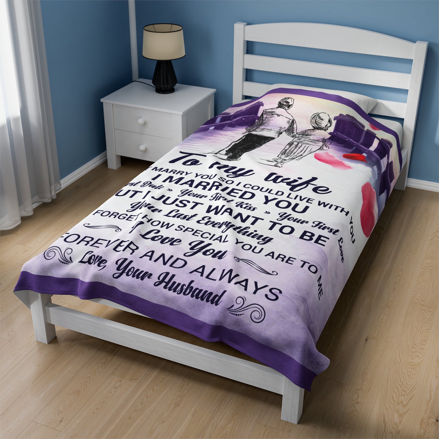 Unique Wife Gift From Husband | Velveteen Plush Blanket | Perfect Wife Gift