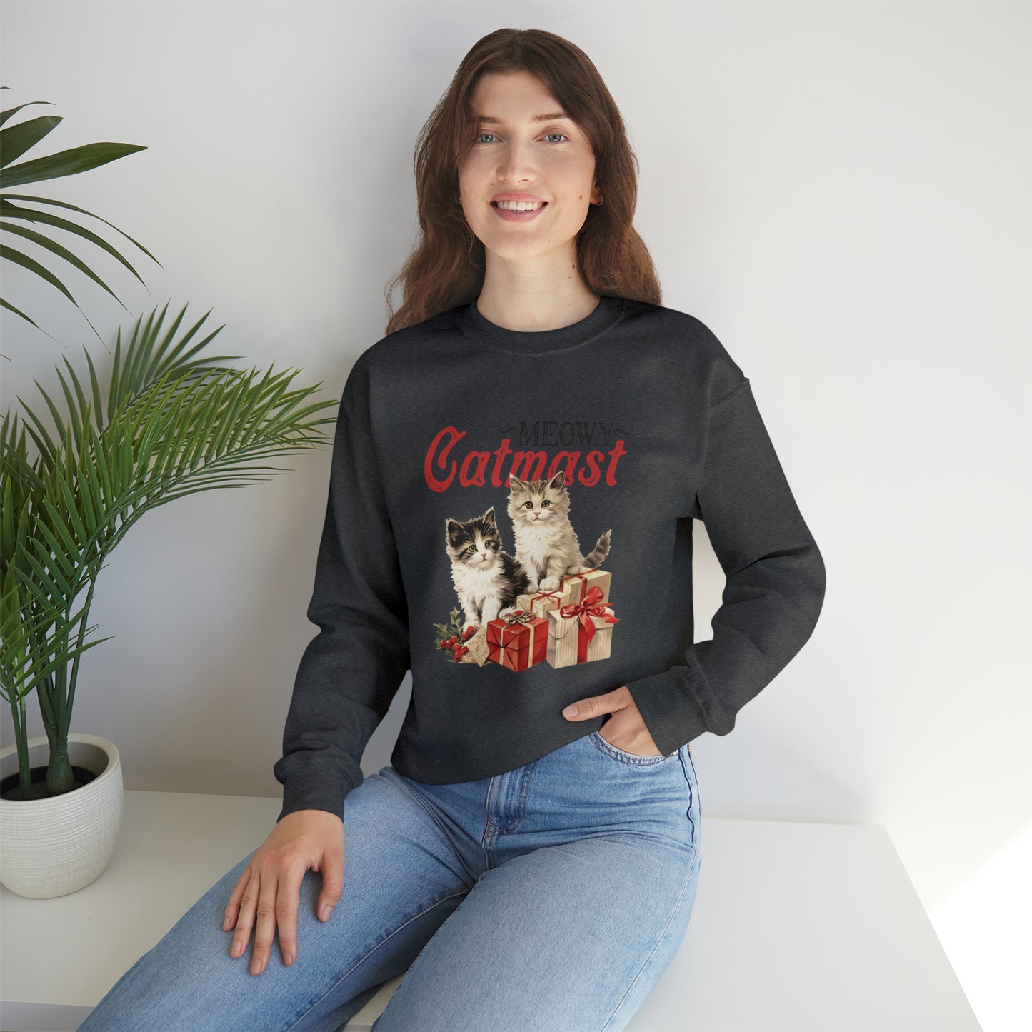 Moewy Catmas Crewneck Sweatshirt | Christmas Favorite Sweatshirt | Unisex Sizing