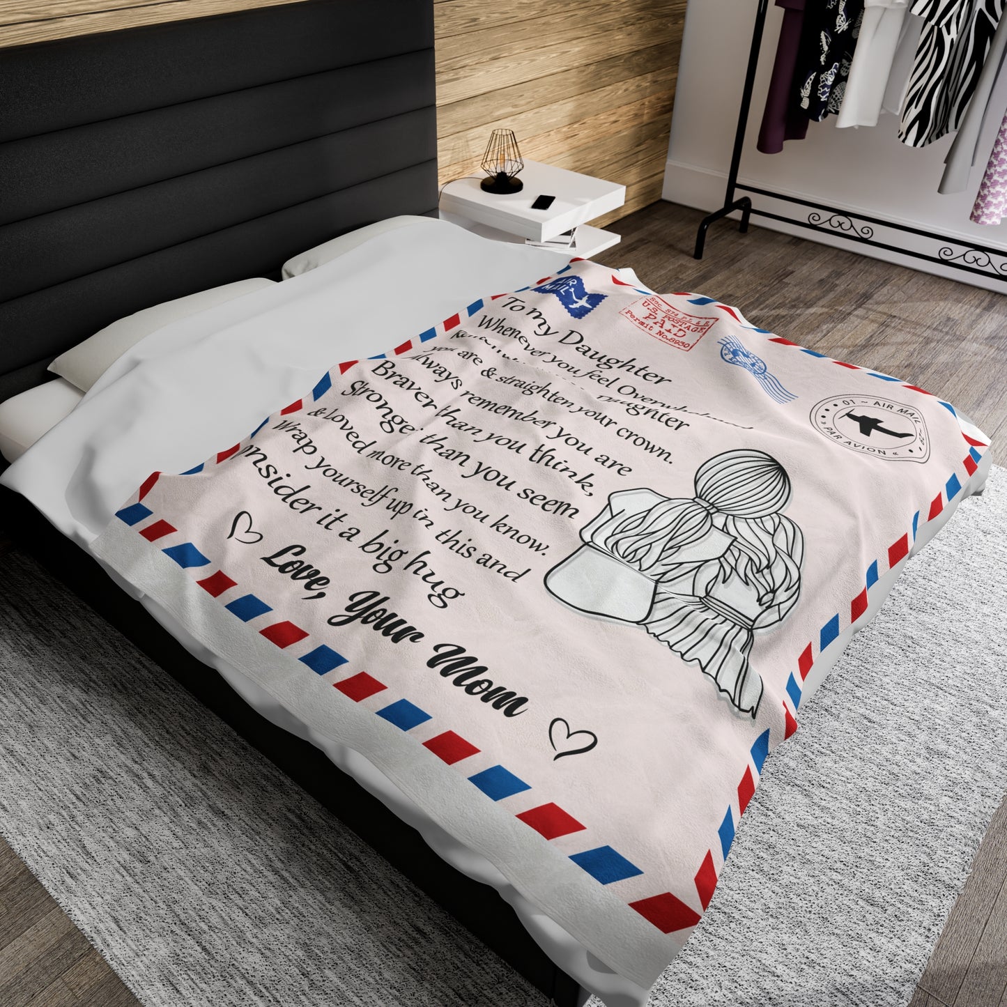 Unique To My Daughter | Velveteen Plush Blanket | Perfect Daughter Blanket Gift From Mom