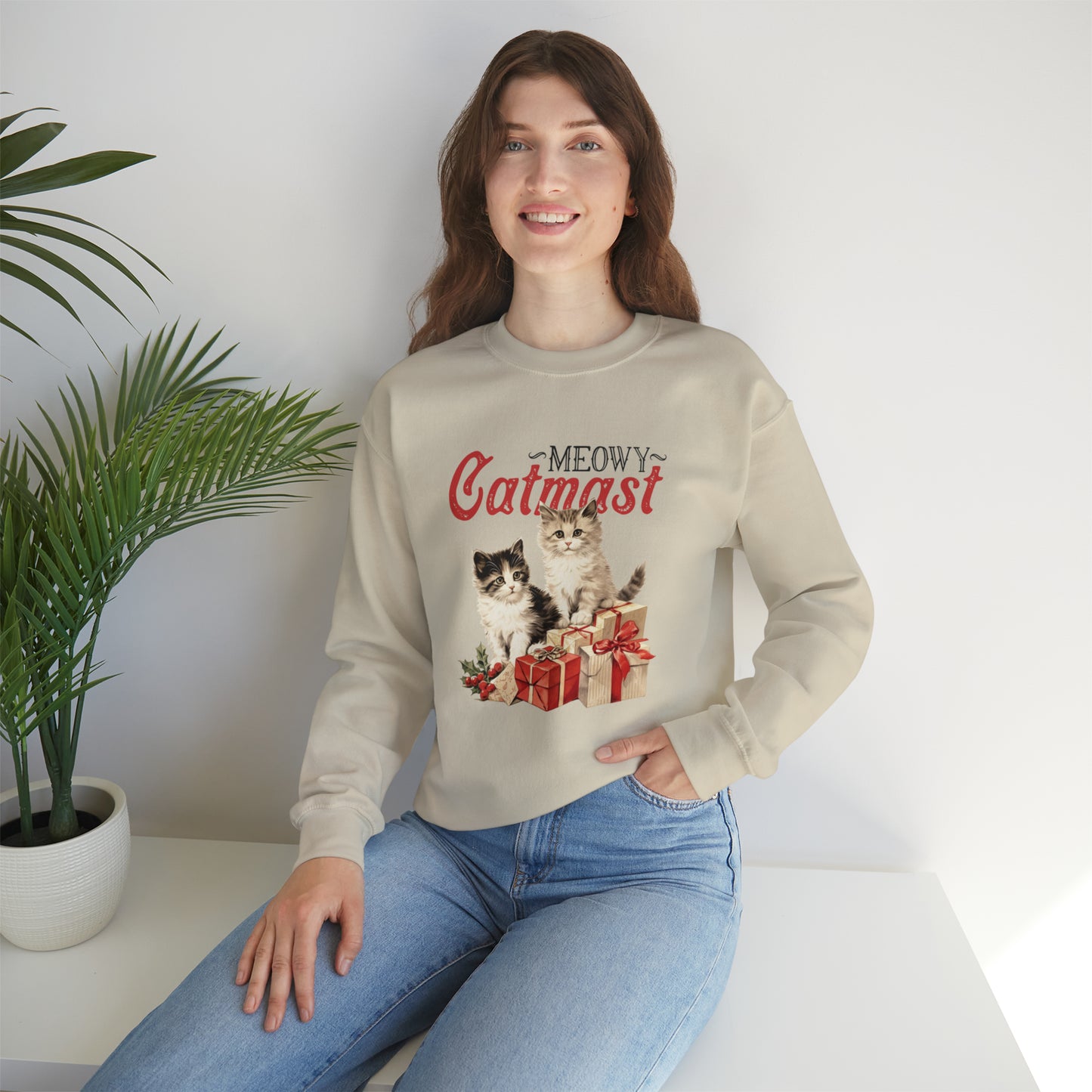 Moewy Catmas Crewneck Sweatshirt | Christmas Favorite Sweatshirt | Unisex Sizing