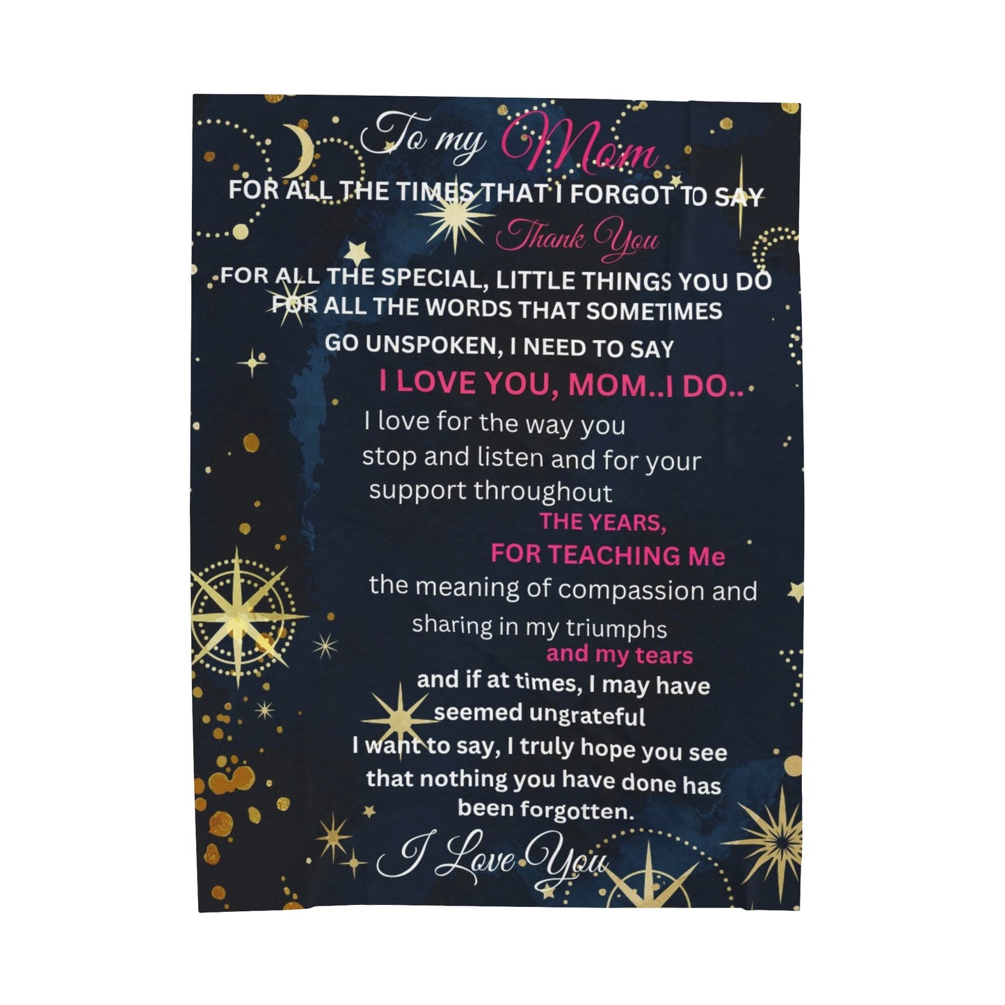 To My Mom | Velveteen Plush Blanket | 60" X 80"