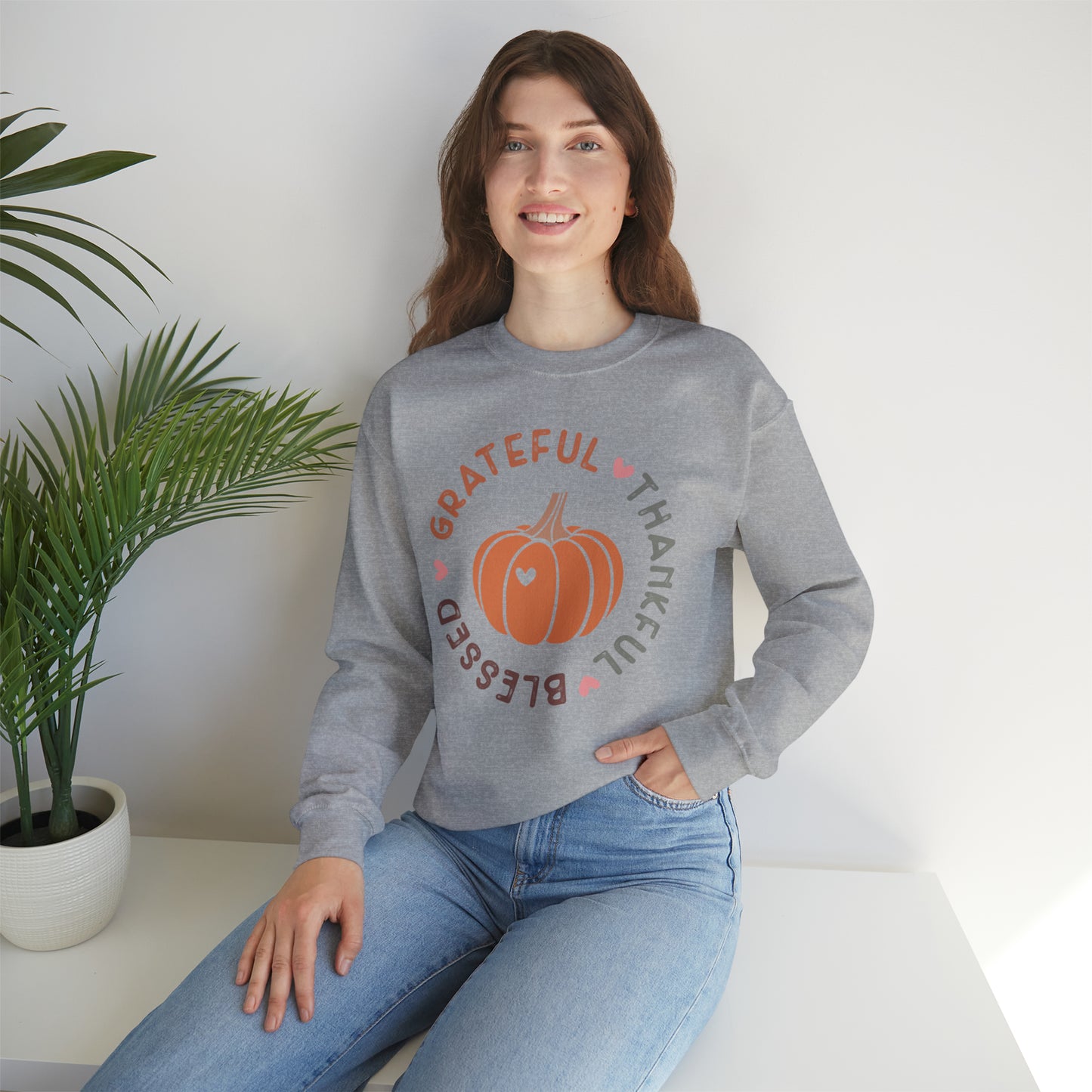 Grateful Thankful Blessed | Crewneck Sweatshirt | Thanksgiving Sweatshirt