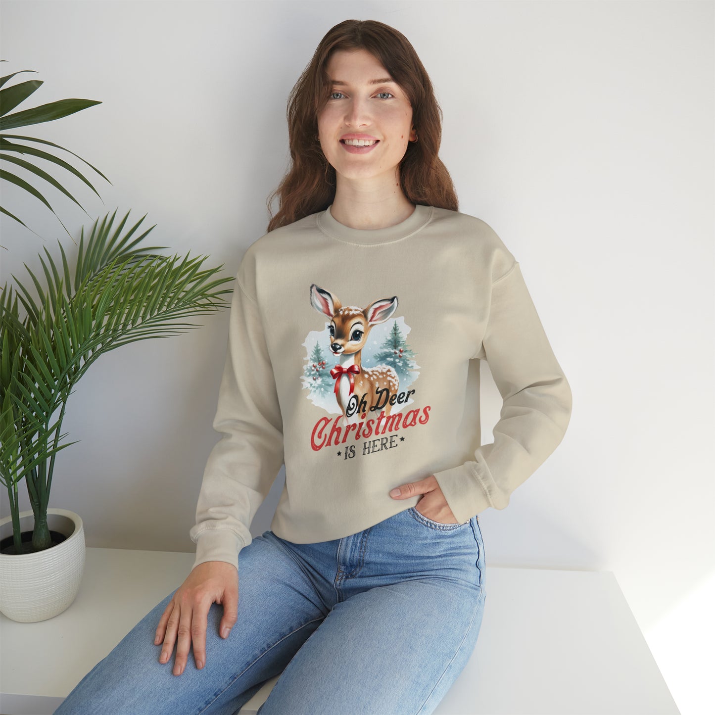 Oh Deer Its Christmas | Crewneck Sweatshirt | Unisex Sizing