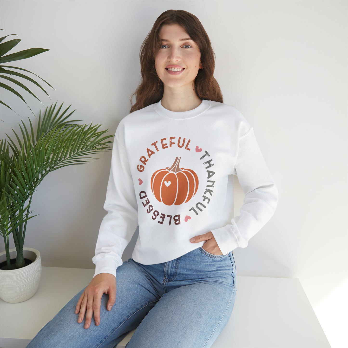 Grateful Thankful Blessed | Crewneck Sweatshirt | Thanksgiving Sweatshirt