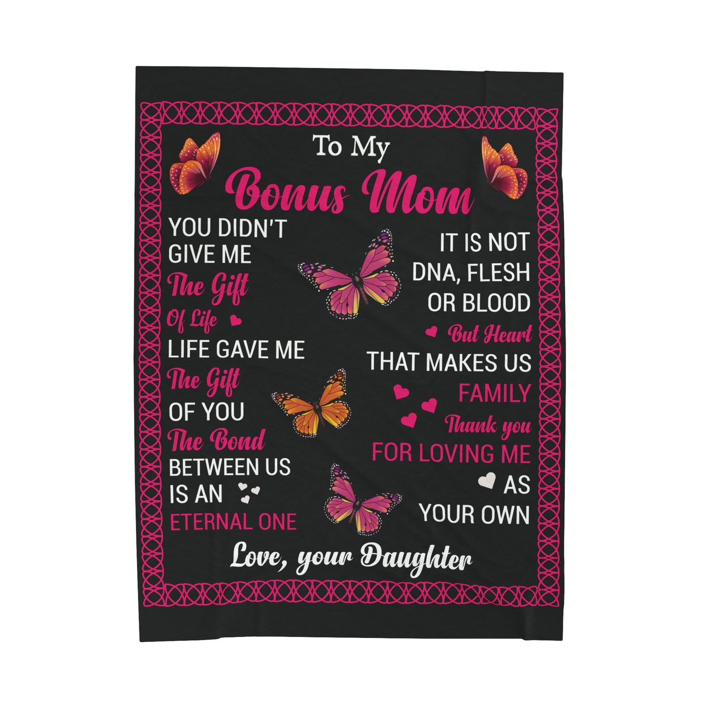 Unique To My Bonus Mom | Velveteen Plush Blanket | Perfect Bonus Mom Gift