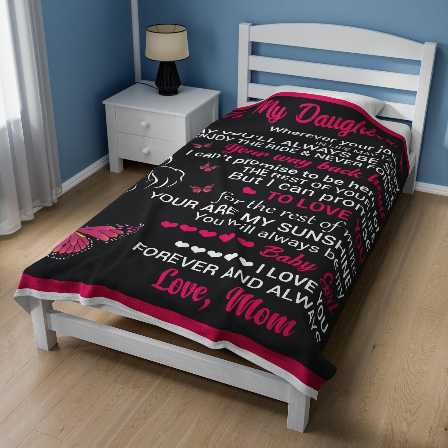 Unique One Of A Kind To My Daughter | Velveteen Plush Blanket | Perfect Daughter Gift
