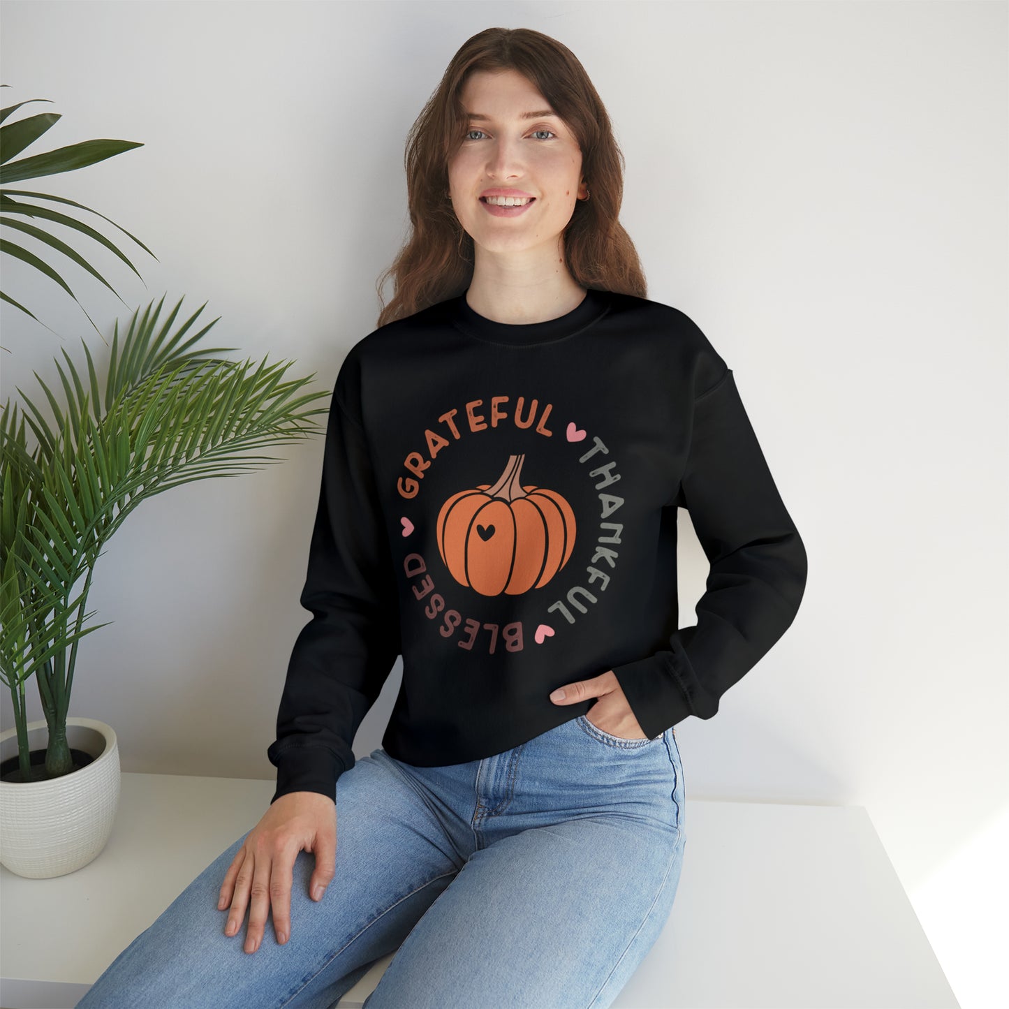 Grateful Thankful Blessed | Crewneck Sweatshirt | Thanksgiving Sweatshirt