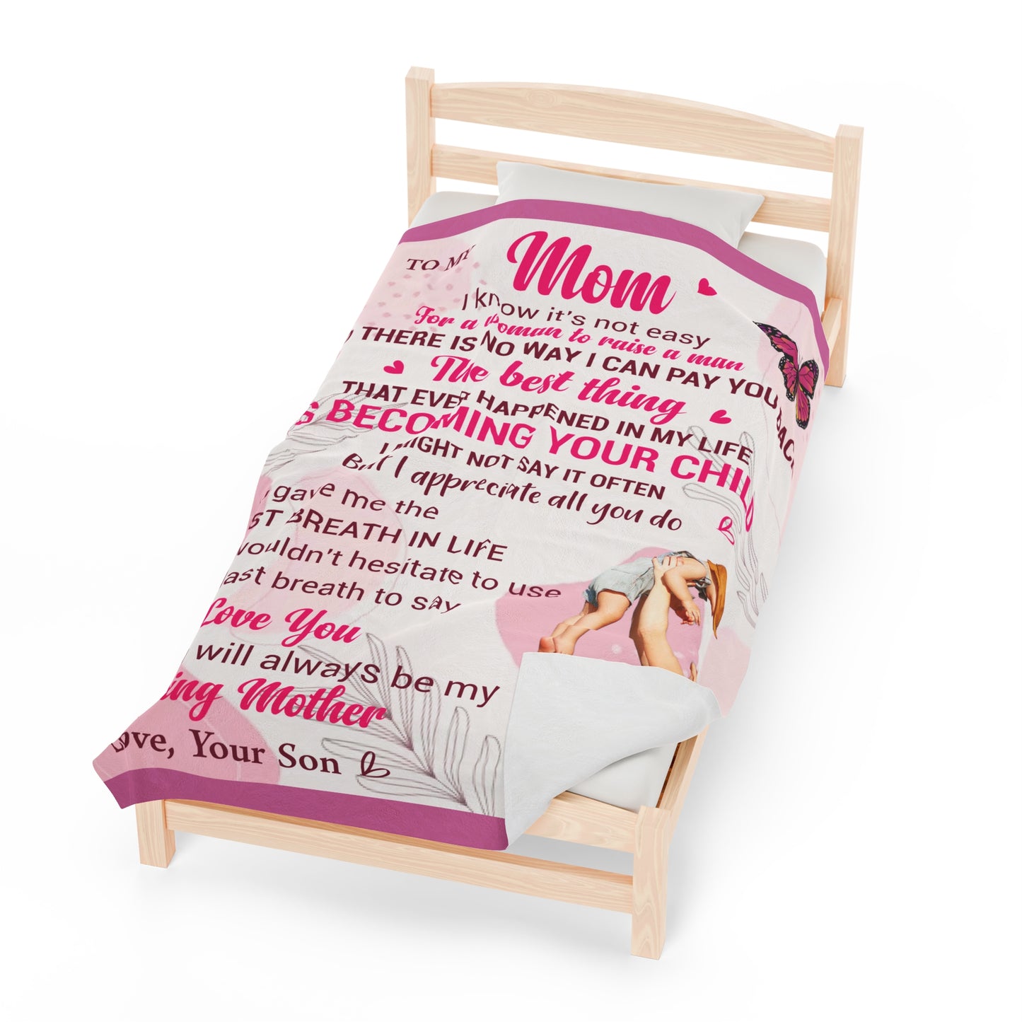 Unique To My Mom From Your Son | Velveteen Plush Blanket | Perfect Mom Gift From Son |
