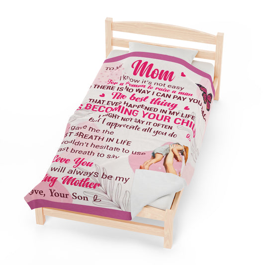 Unique To My Mom From Your Son | Velveteen Plush Blanket | Perfect Mom Gift From Son |
