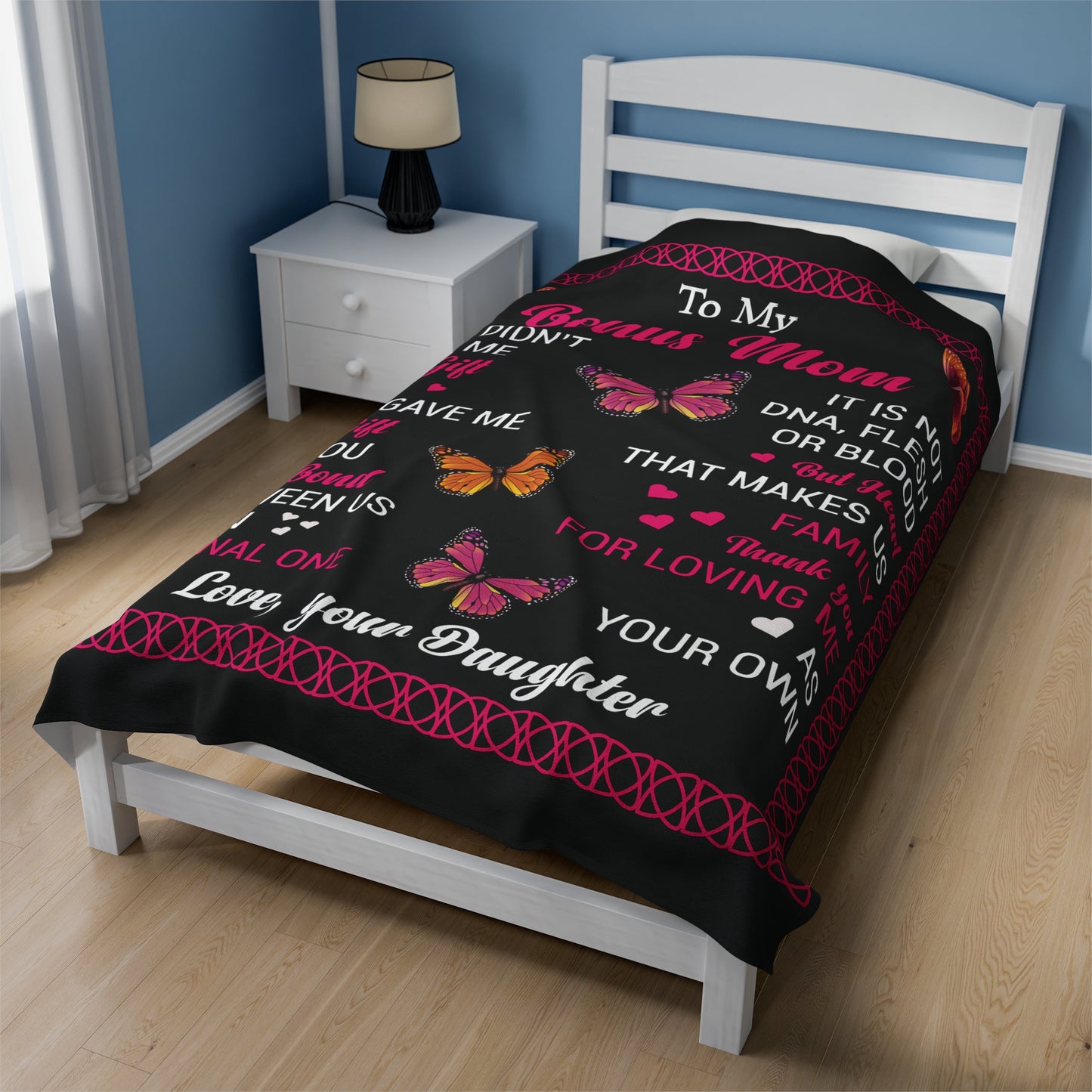 Unique To My Bonus Mom | Velveteen Plush Blanket | Perfect Bonus Mom Gift