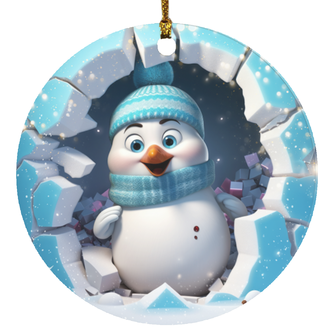 Cute Penguin Christmas Ornament | Circle Ornament