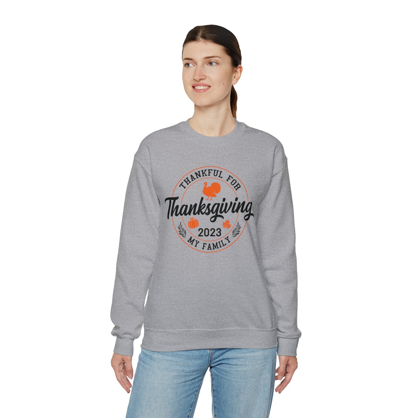 Thankful For My Family | Unisex Crewneck Sweatshirt | Thanksgiving Family Sweatshirt