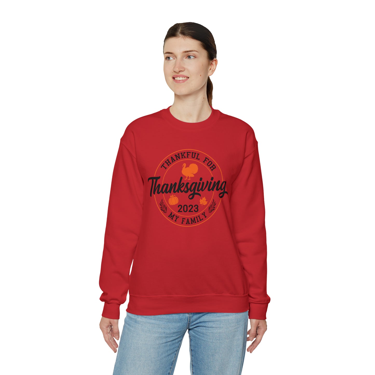 Thankful For My Family | Unisex Crewneck Sweatshirt | Thanksgiving Family Sweatshirt