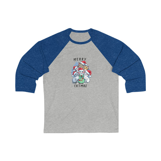 Merry Catmas 3\4 Sleeve Baseball Tee