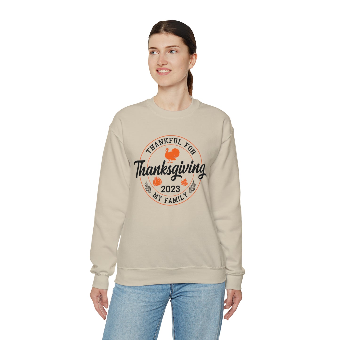 Thankful For My Family | Unisex Crewneck Sweatshirt | Thanksgiving Family Sweatshirt