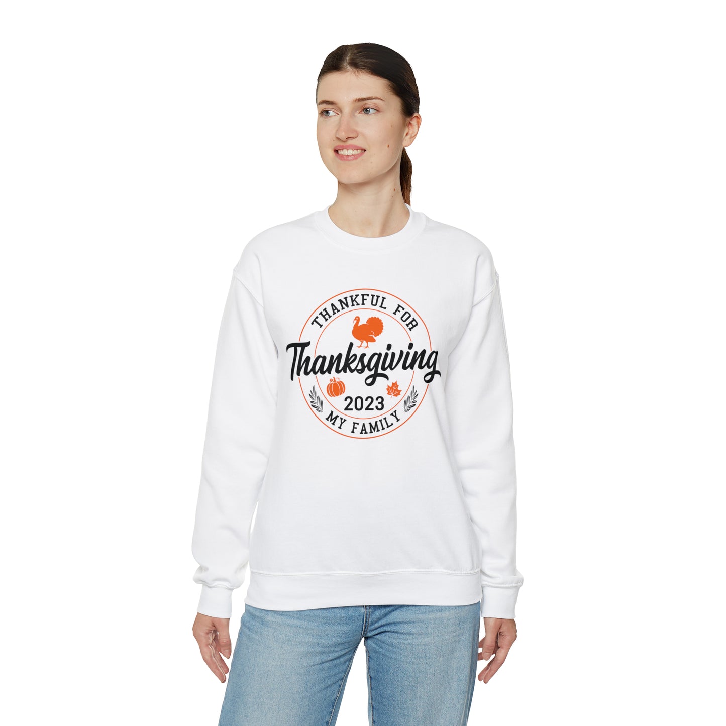 Thankful For My Family | Unisex Crewneck Sweatshirt | Thanksgiving Family Sweatshirt