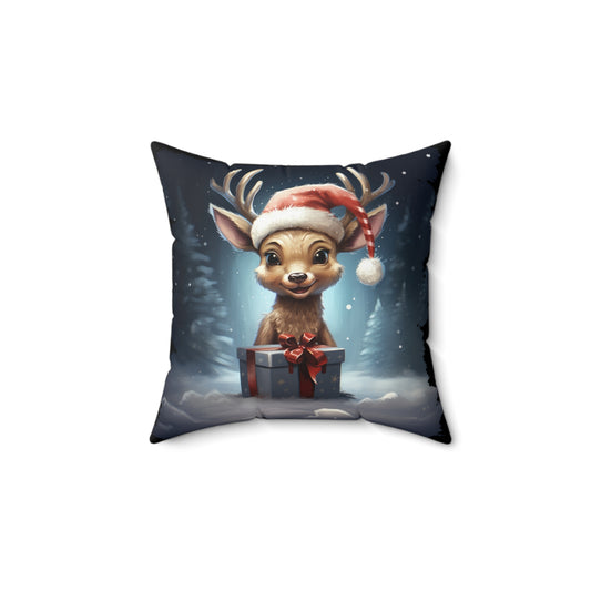 Christmas Deer | Spun Polyester Square Pillow | Christmas Pillow Decor
