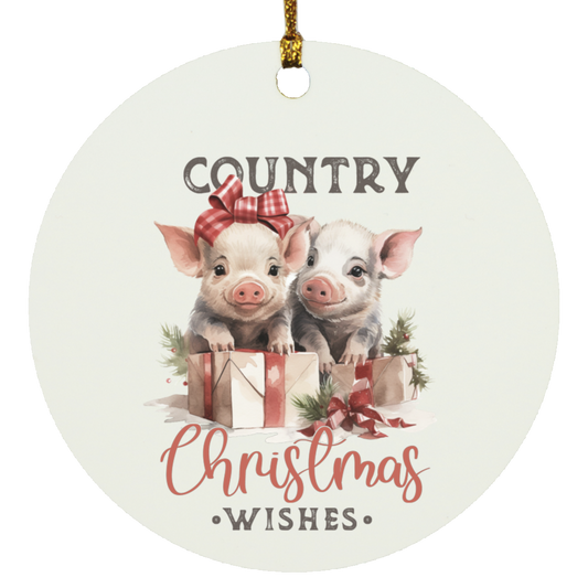 Counrty Christmas Wishes Circle Ornament