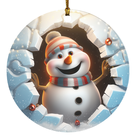 Snowman Christmas Ornament | Circle Ornament