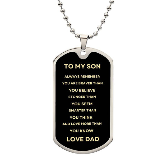 TO MY SON | DOG TAG MILITARY CHAIN | LOVE DAD