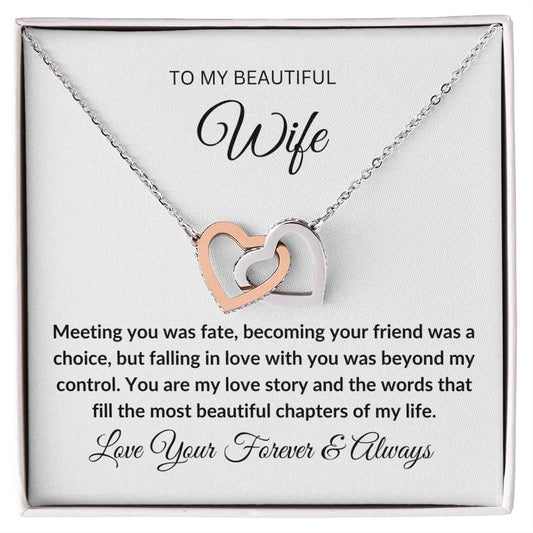 To My Beautiful Wife | Interlocking Hearts Necklace